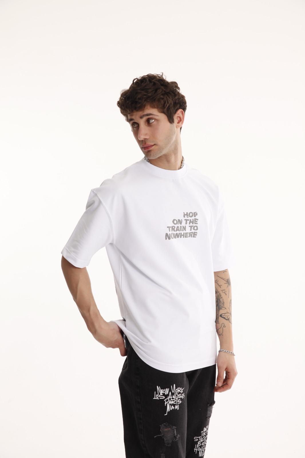 HURLETTH OVERSIZED T-SHIRT – HOP ON THE TRAIN PRINT
