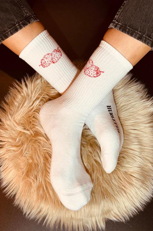 HURLETTH TENNISSOCKEN MIT ERDBEERMUSTER